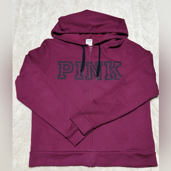 PINK Victoria's Secret Tops - PINK Victoria's Secret Maroon Hoodie
